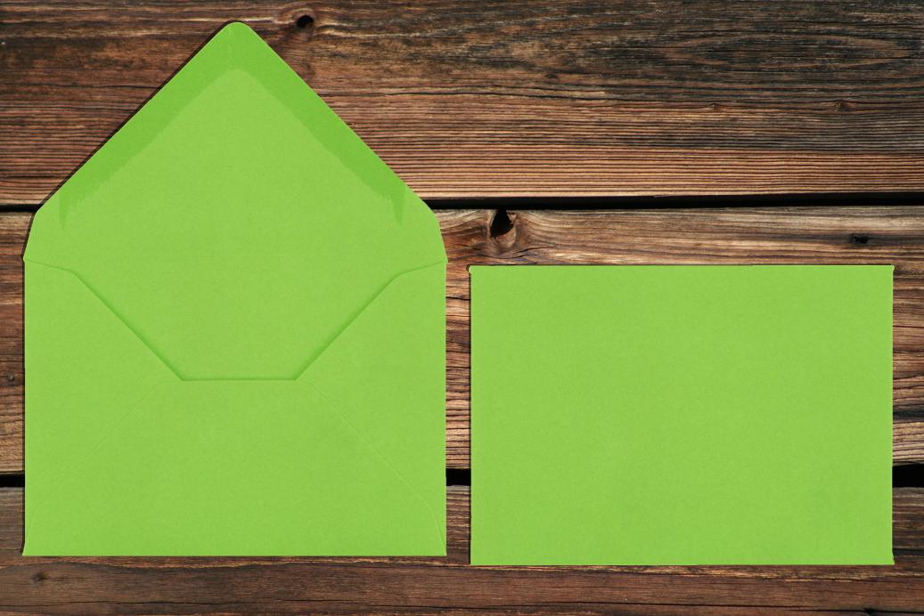 Briefhüllen 80x114 mm Nassklebend Apfelgrün 120 g/qm